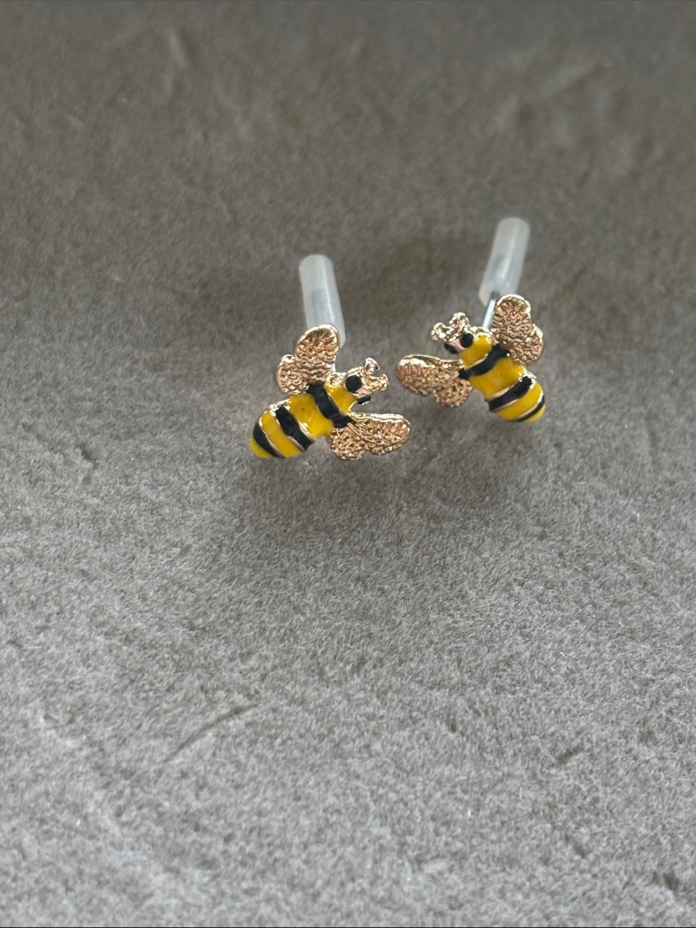 Kids Bee Stud Earrings - Yellow and Gold